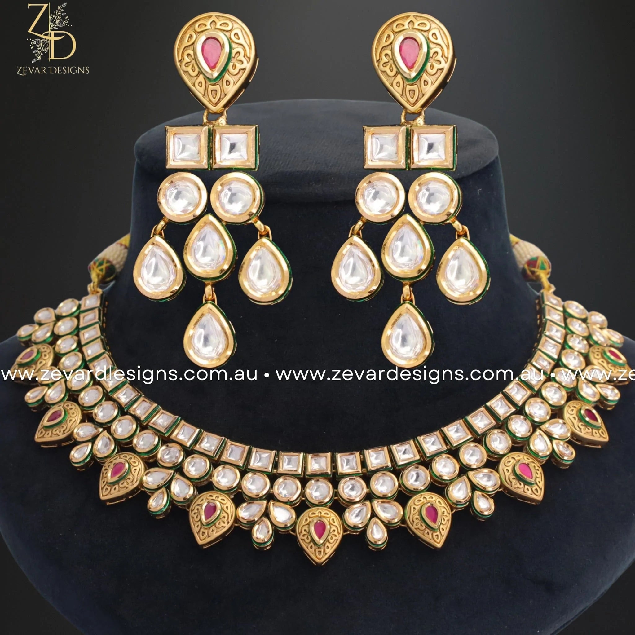 Exquisite Kundan Necklace Set with Ruby Red & Emerald Green Stones | Traditional Indian Jewelry for Weddings, Parties & Festive Occasions