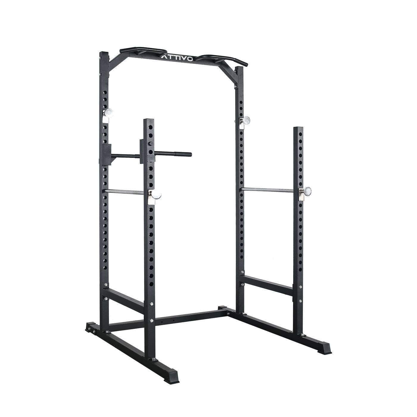 ATTIVO L2 Half Power Rack - Home Gym Strength Training Equipment for Squats, Bench Press & Deadlifts - Compact Weightlifting Rack for Small Spaces - Perfect for Garage & Home Workouts