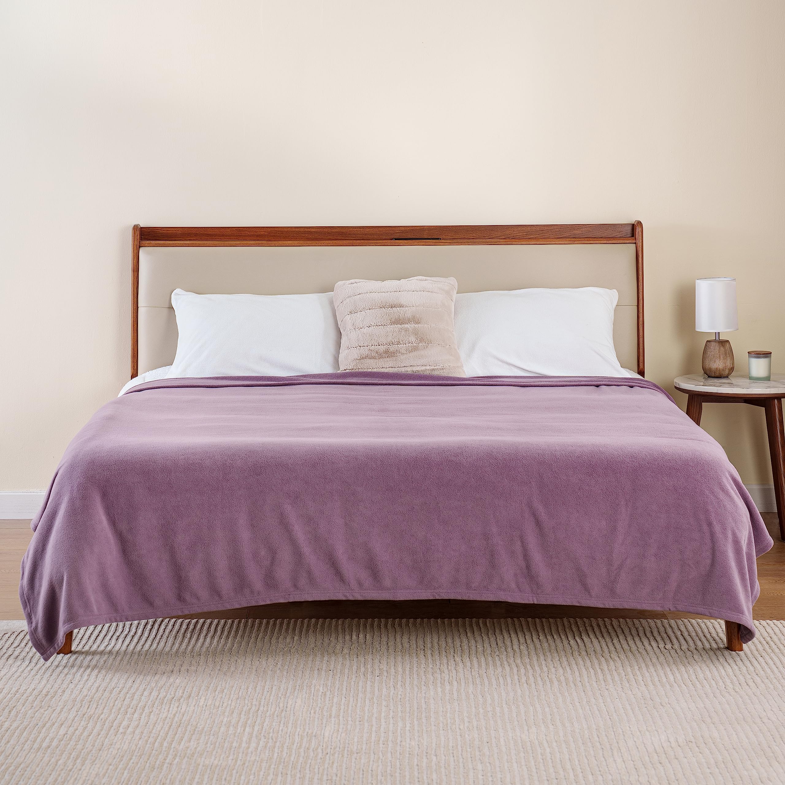 Berkshire Blanket Microfleece Queen Size Blanket - Lavender, Ultra Soft & Breathable Plush Fleece Throw - 90x90 Inches - Perfect for Bed, Couch, Sofa & Cozy Nights