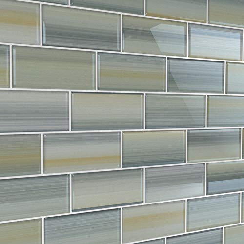 Bodesi Hand-Painted 3x6 Inch Glass Subway Tile for Beach-Themed Bathroom & Kitchen Backsplash | Coastal Home Decor