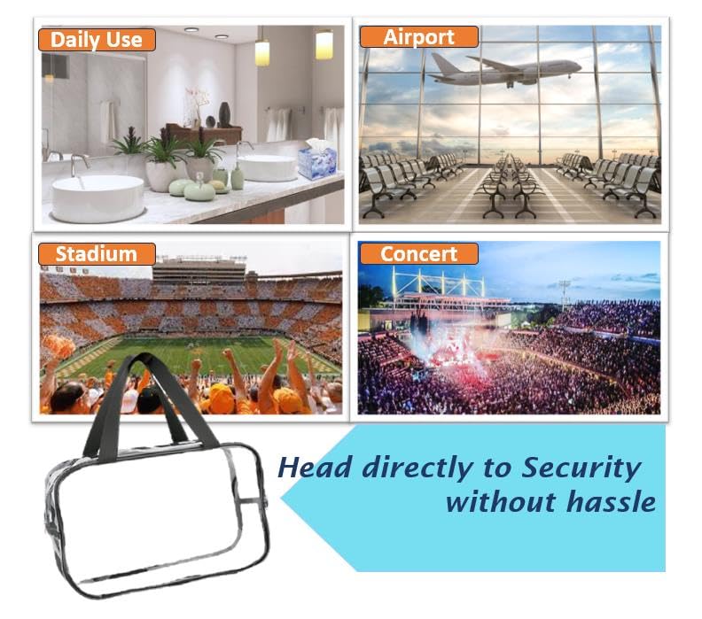 6-Piece Clear Travel Toiletry Bags Set - TSA Approved Leakproof Cosmetic & Makeup Organizer with Zipper (12x6x12 Inch) - Perfect for Airports, Stadium Events & Weekend Getaways