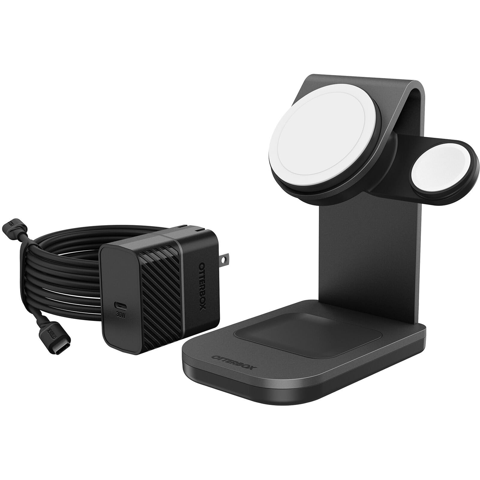 OtterBox 3-in-1 MagSafe Wireless Charging Station for iPhone, Apple Watch & AirPods - Fast Charging Stand for Home & Office - Black