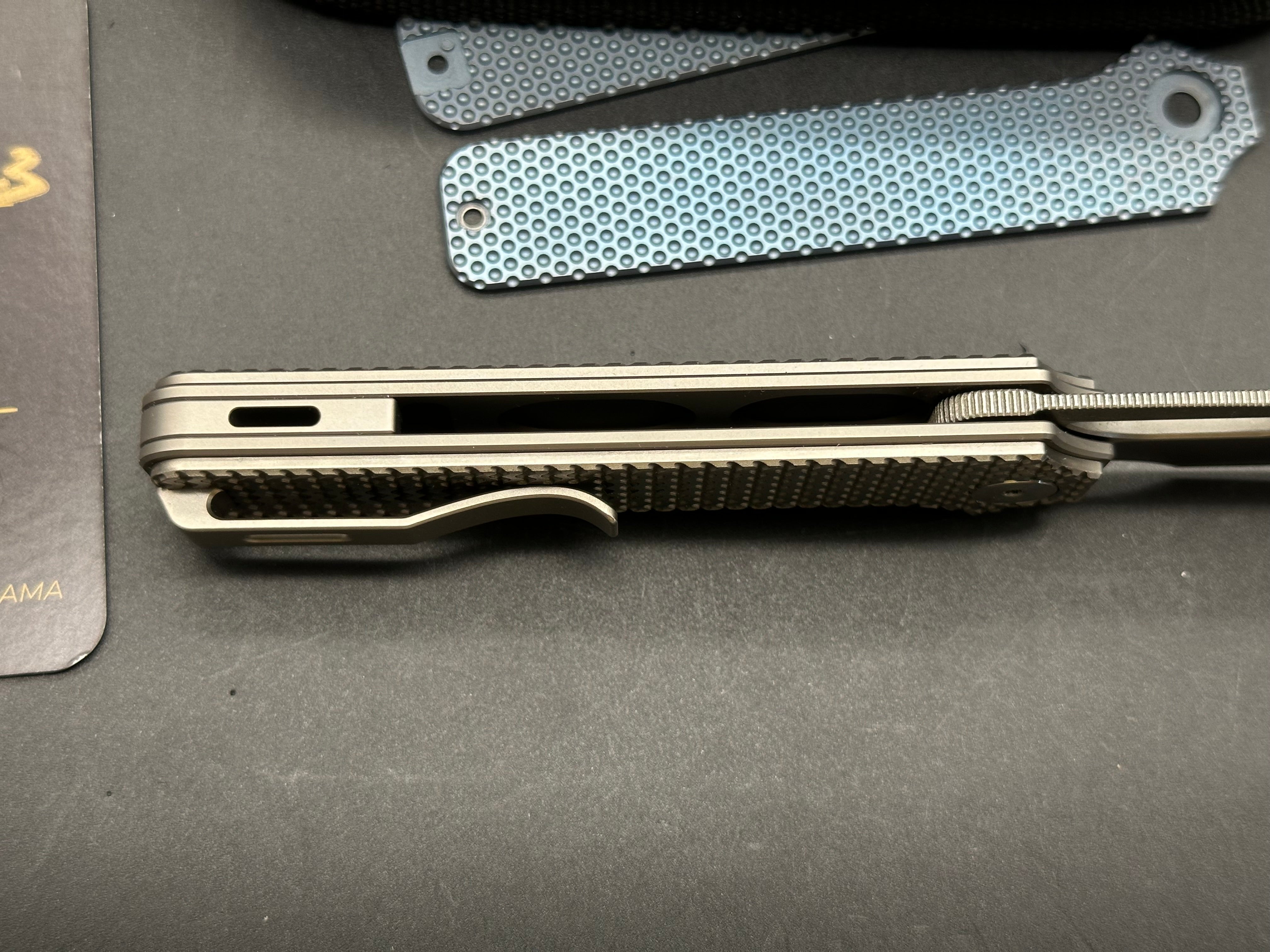 Premium Titanium Blue Dimpled Pocket Knife Scale - Durable & Lightweight for EDC, Outdoor Adventures & Camping