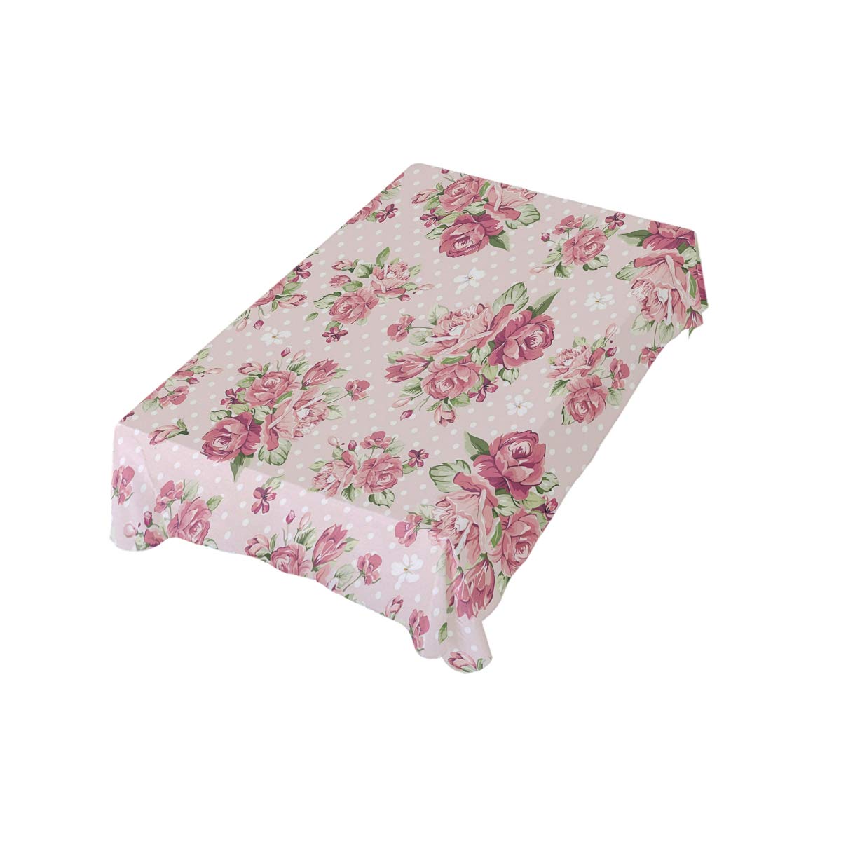MNSRUU 54x72 Inch Pink Floral Polyester Tablecloth - Waterproof, Spillproof, Stain Resistant & Wipeable - Rectangle Table Cover for Kitchen, Dining Room, Party & Wedding Decorations