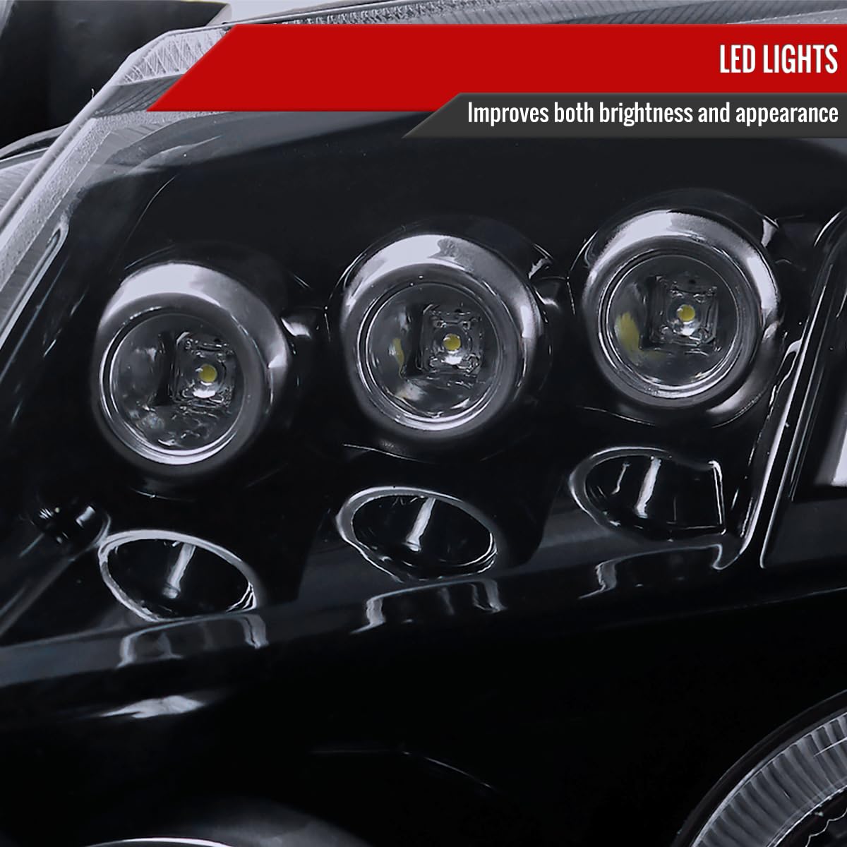 2005-2007 Dodge Magnum Glossy Black Smoke LED Halo Projector Headlights - Pair | High Performance Replacement Headlights for Night Driving & Custom Car Styling