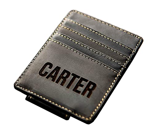 Personalized Leather Magnetic Money Clip - The Sanibel by Left Coast Original | RFID Blocking Wallet for Men | Perfect Gift for Business Travel & Everyday Carry