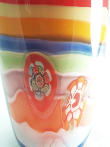 Handcrafted Millefiori Glass Vase with Black Swirl Design - Elegant Art Piece for Home Decor, Perfect for Kitchen, Dining Table, or Living Room Centerpiece