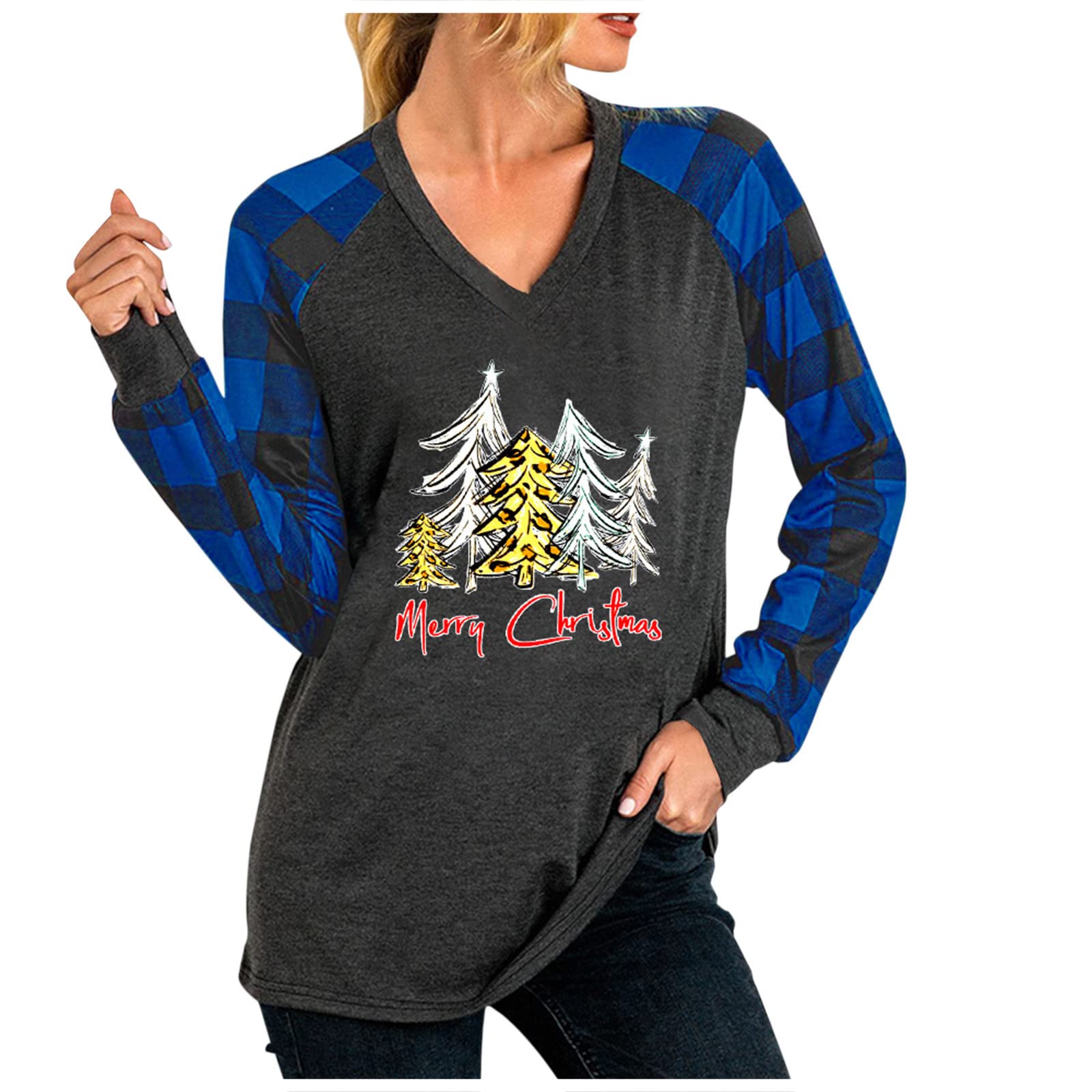 Funny Ugly Christmas Sweaters for Women - V-Neck Holiday Sweatshirts with Santa & Elf Designs | Cozy Long Sleeve Winter Tops for Xmas Parties & Family Gatherings