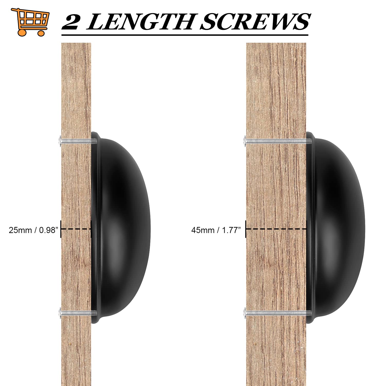 Probrico 20 Pack 3 Inch Black Cabinet Drawer Pulls - Half Moon Cup Handles for Kitchen Cabinets, Dressers & Furniture (3