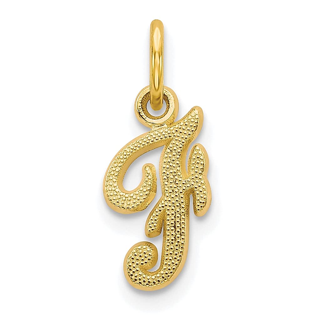 10K Yellow Gold Initial Monogram Letter F Charm Necklace for Women - Personalized Name Pendant Jewelry - Elegant Gift for Her, Birthday, Anniversary & Special Occasions