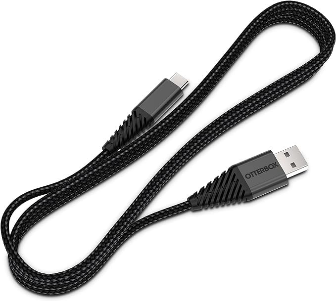 OtterBox USB-A to USB-C Cable 3m (10ft) Fast Charging & Data Sync - Durable Nylon Braided - Retail Packaging (Black) - Perfect for Smartphones, Tablets, Laptops & Gaming Devices