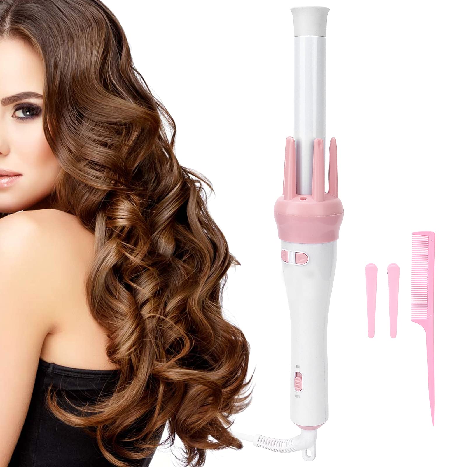 Dioche 360° Rotating Automatic Hair Curler - Professional Ceramic Curling Iron with Duckbill Clip Comb, Electric Curling Wand for Salon & Home Use | Perfect for Beach Waves, Wedding Hairstyles & Daily Styling (US)