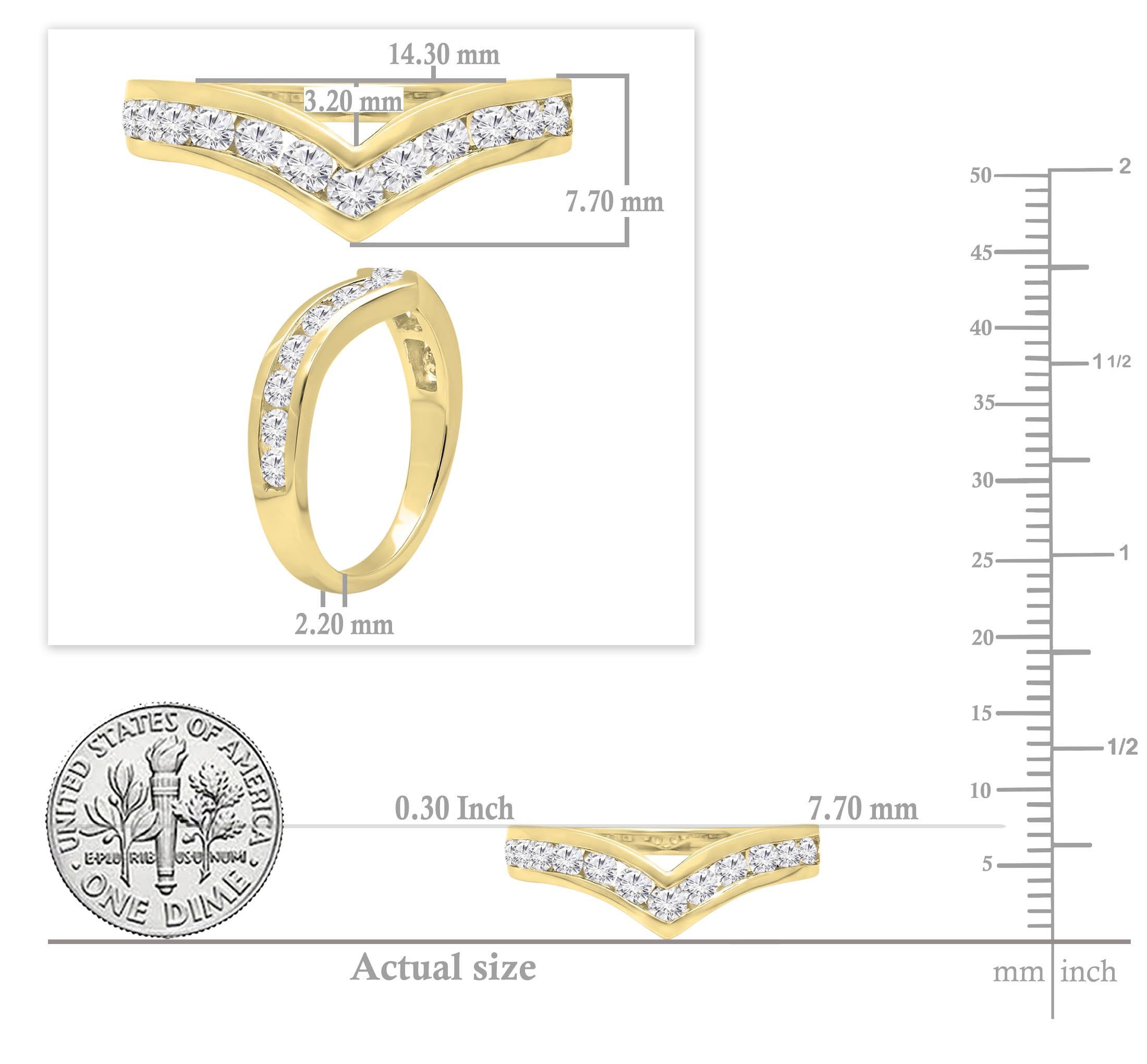 Dazzlingrock 14K Solid Gold Round White Diamond Chevron Stackable Band for Her - Perfect Anniversary Gift for Women