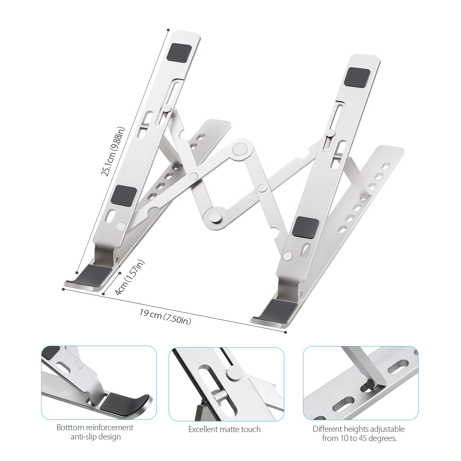 Foldable Laptop Stand Portable Adjustable Ergonomic Holder for MacBook Air/Pro, Notebook - Perfect for Home Office, Gaming & Travel Use