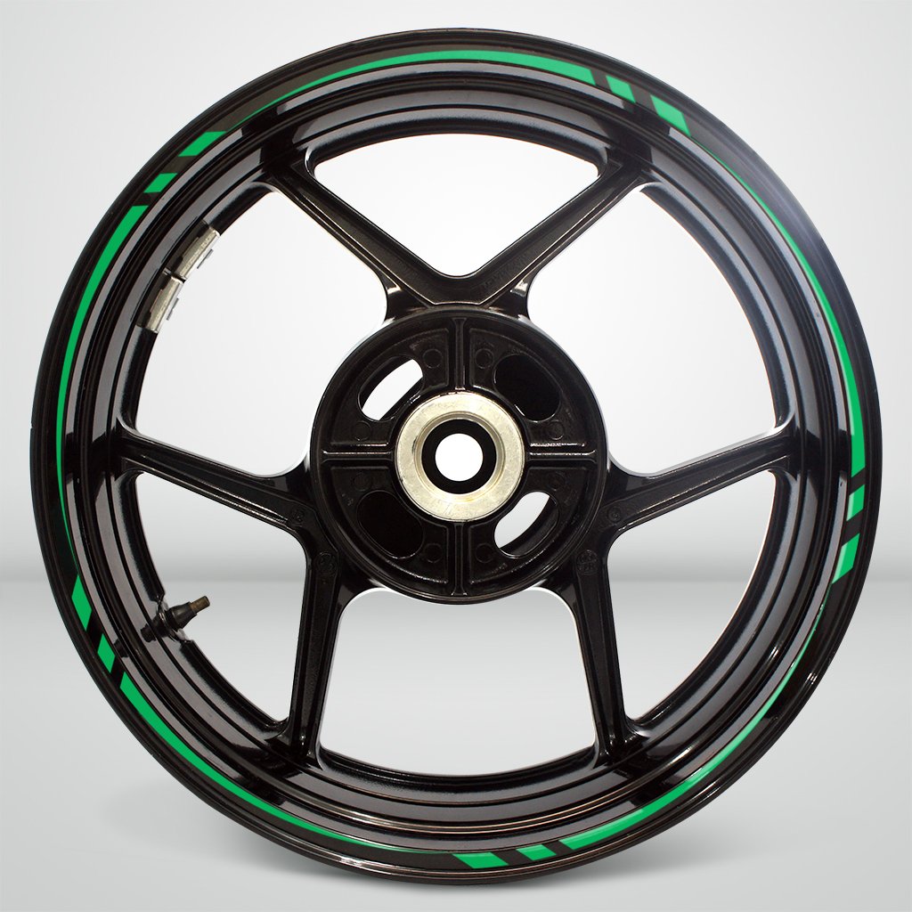 Reflective Green Stickman Vinyl Rim Stripes for Kawasaki Ninja 300 - High Visibility Decals for Motorcycle Wheel Safety | Perfect for Night Riding & Custom Bike Styling