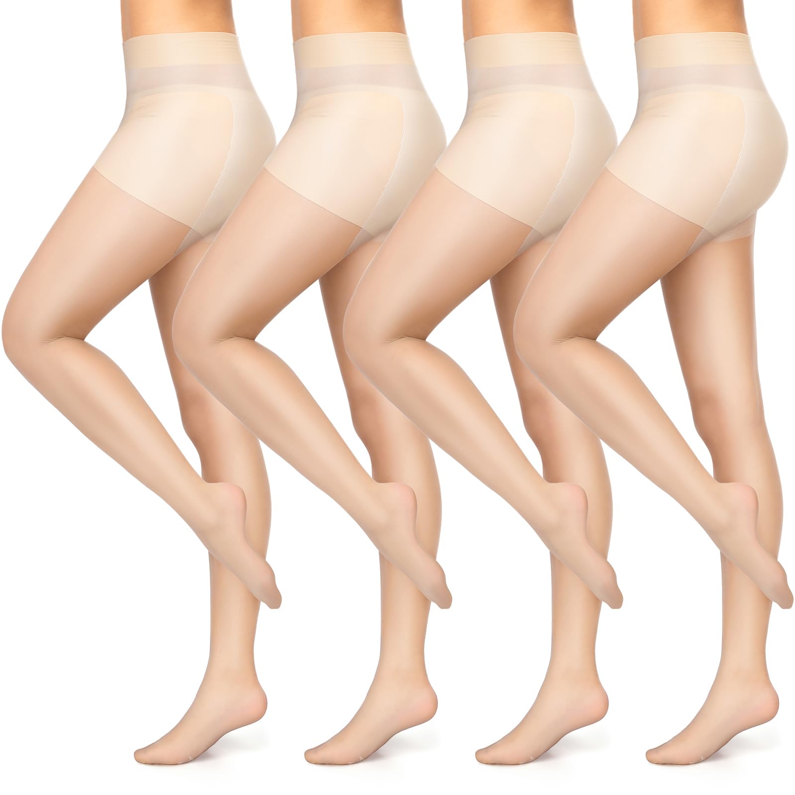 Mepase 4 Pairs Women's Golf Sheer Tights - UV Protection, Reinforced Toes, Non-Slip Stockings for Outdoor Sports & Active Wear - Perfect for Golf, Running, Yoga & Daily Comfort