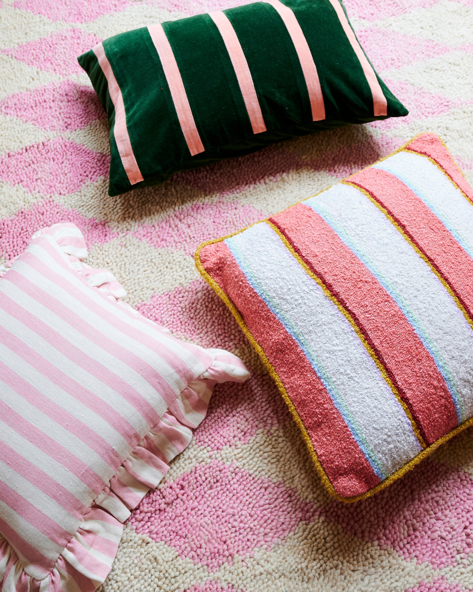 Cotton Candy Square Frill Upholstery Cushion - Soft Decorative Throw Pillow for Sofa, Bed, Chair - Perfect for Living Room, Bedroom & Nursery Decor