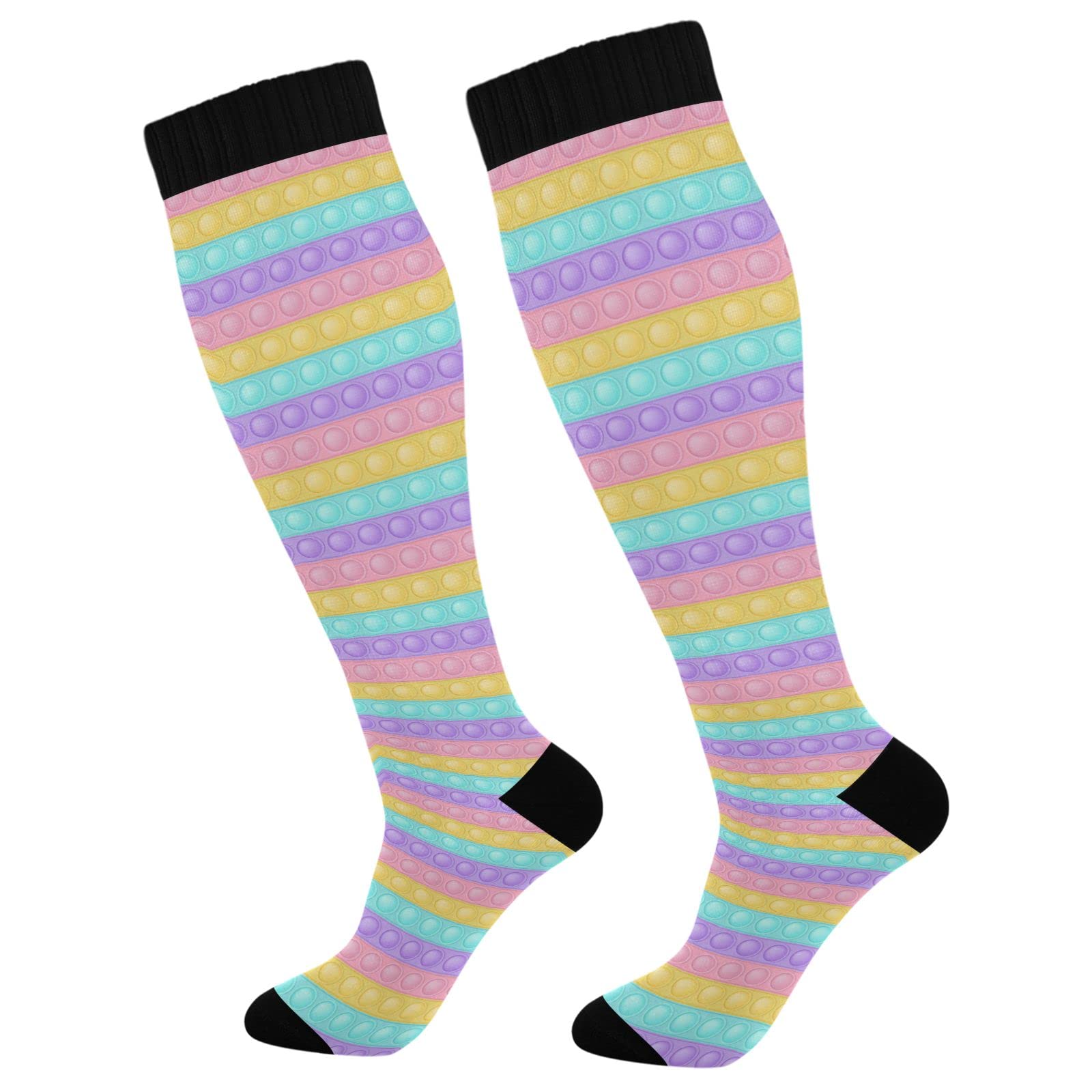 Vibrant Gradient Compression Socks for Women & Men - Breathable Support Socks for Running, Cycling, Nursing & Travel - Improve Blood Circulation & Reduce Fatigue