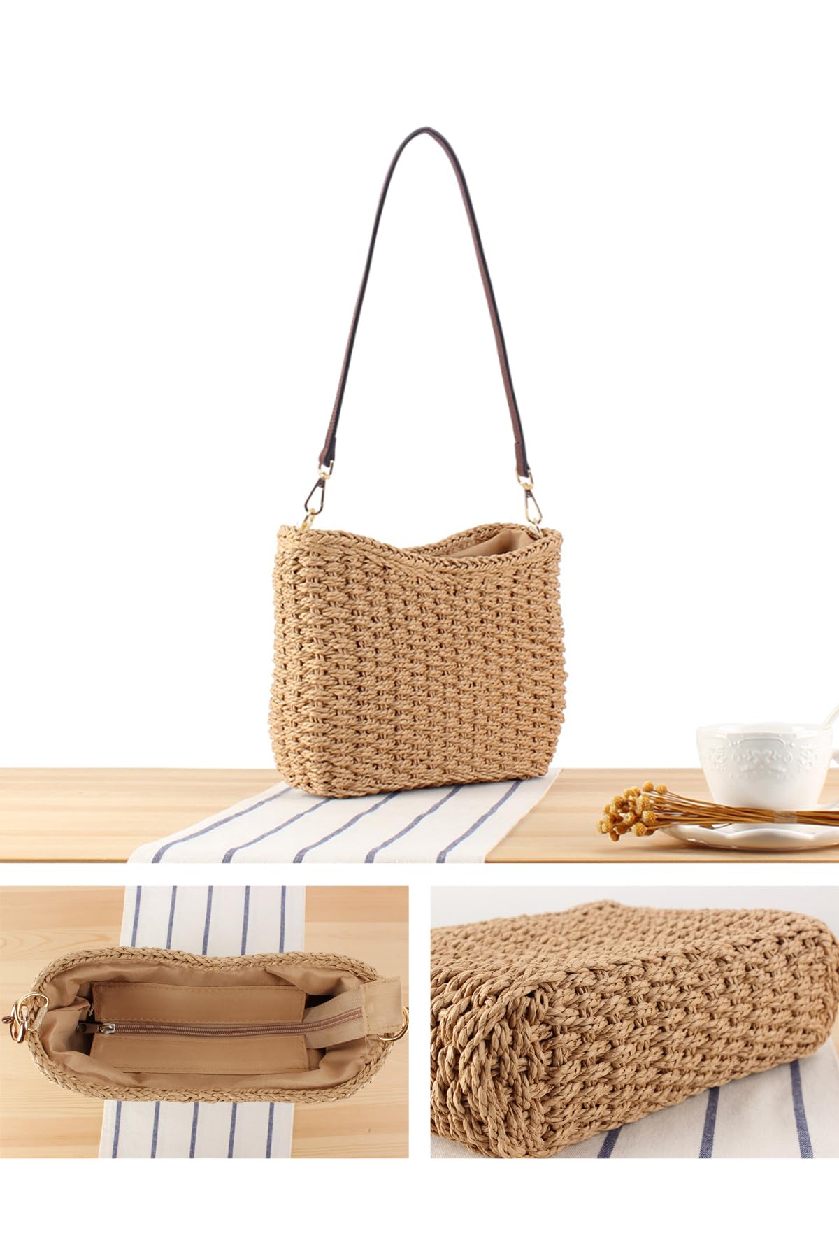 Ulisty Women's Small Handwoven Mini Crossbody Bag - Boho Chic Square Purse for Casual Outings, Travel & Everyday Use