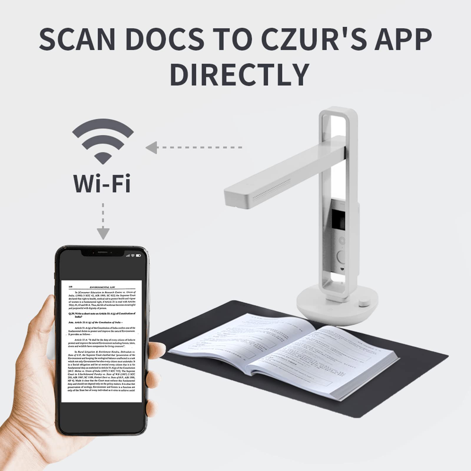 CZUR Aura Mate Pro Book Scanner - Portable Dual Camera Document Scanner with WiFi, Preview Screen & Posture Reminder | 180+ Languages OCR for Windows/Mac | Perfect for Office, Library & Home Document Digitizing