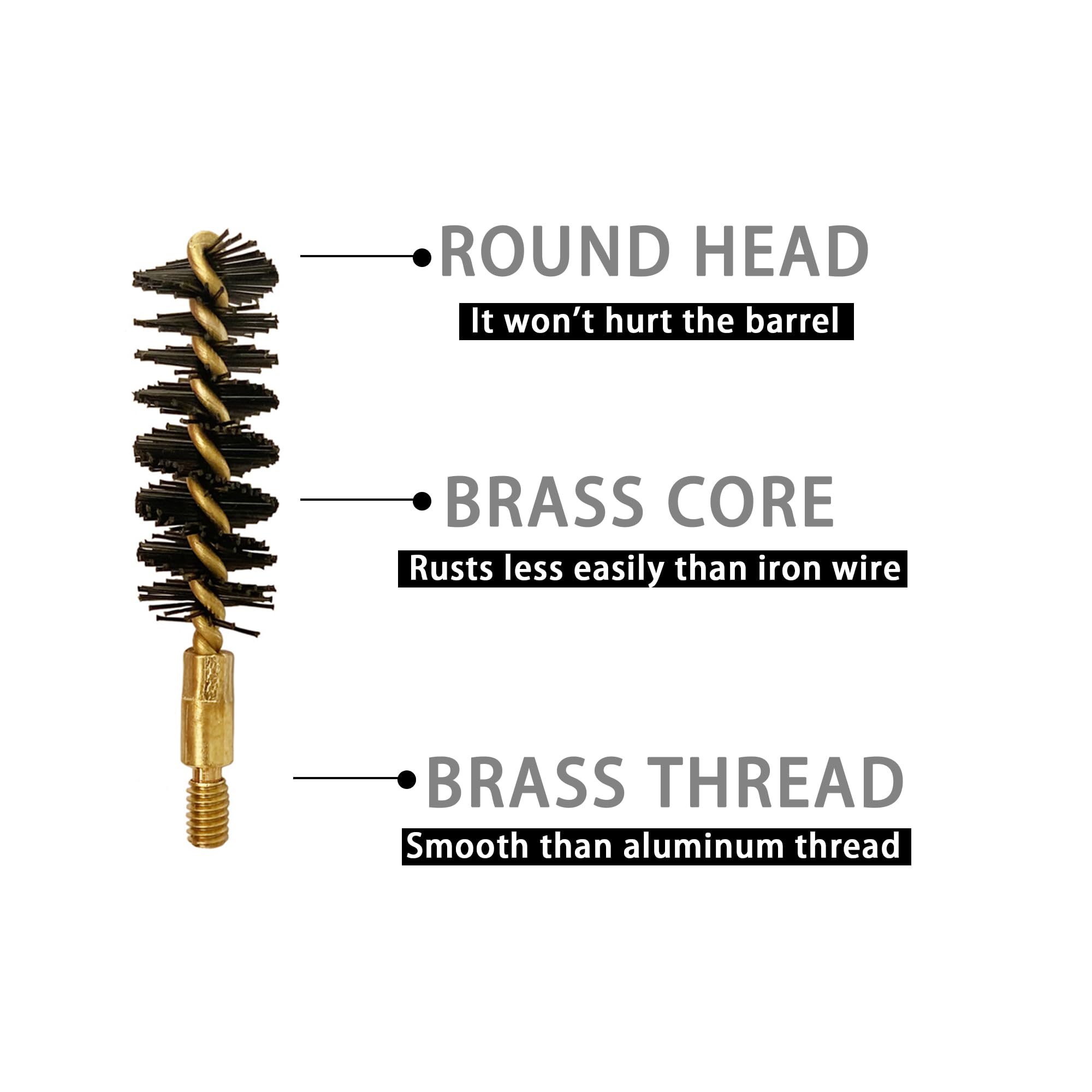 .50 Cal Bore Nylon Cleaning Brush - 5 Pack Gun Cleaning Kit for Rifle & Pistol Barrels - Perfect for Firearm Maintenance and Range Use