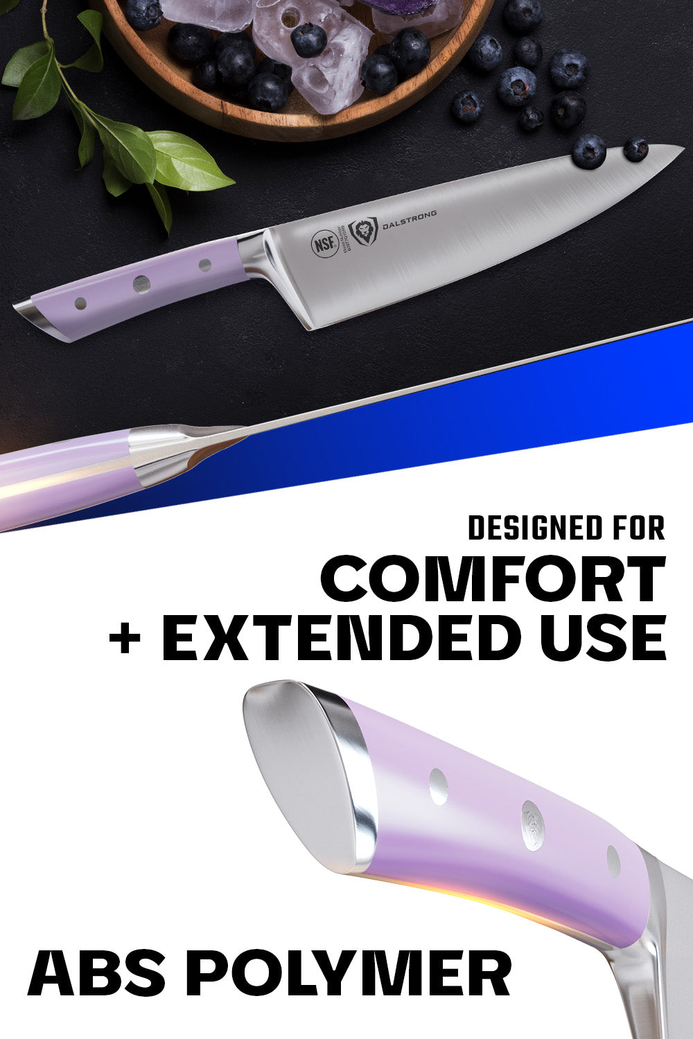 Premium 8-Inch Chef Knife with Lilac Handle - Gladiator Series NSF Certified by Dalstrong - Perfect for Professional Chefs & Home Cooking