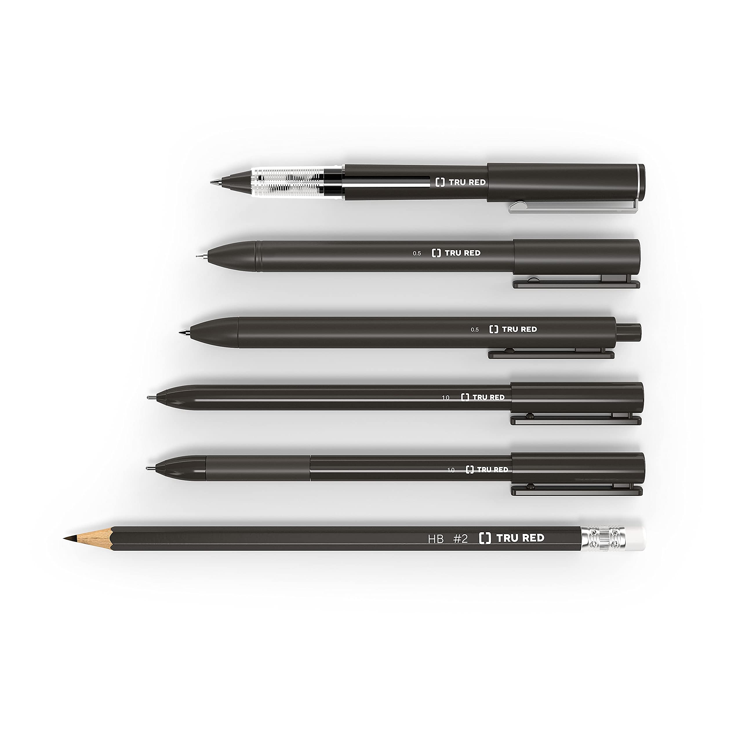 TRU RED TR59163 Retractable Ballpoint Pens with Comfort Grip - Medium Point 1.0mm (Blue, Black, Red) - Smooth Writing for Office, School & Everyday Use