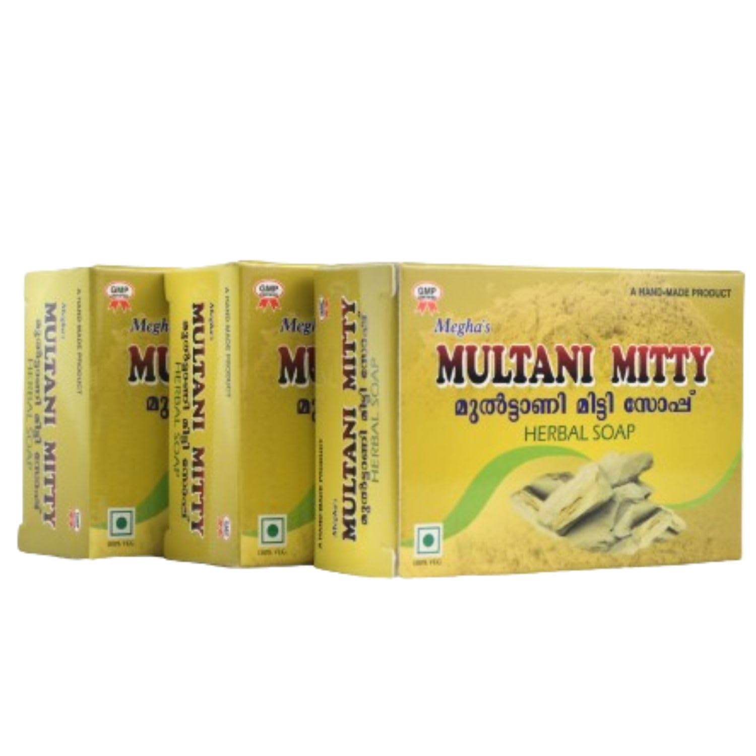 Megha's Multani Mitti Soap (Pack of 3) - 100% Natural Ayurvedic Clay Face & Body Cleanser, 75g Each Bar | Deep Cleansing for Acne, Oily Skin & Blackheads - Perfect for Daily Skincare Routine & Spa Treatments
