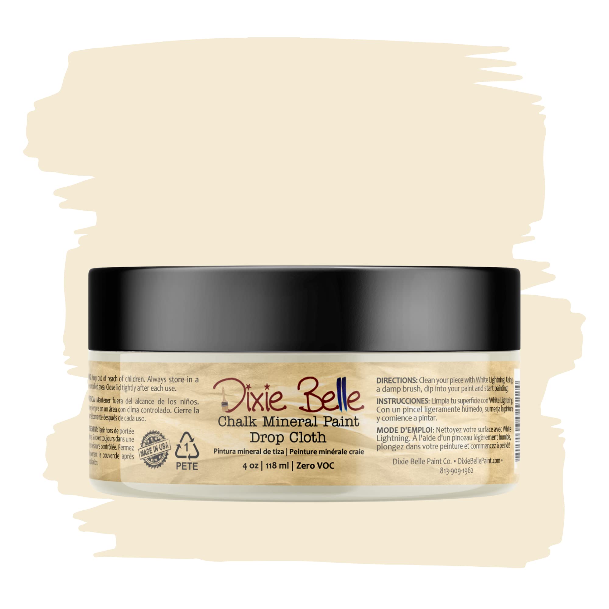 Dixie Belle Chalk Mineral Paint - Matte Linen White (4oz) | DIY Furniture Paint for Tables, Chairs & Cabinets | USA-Made Chalk Finish Paint | Perfect for Shabby Chic Home Decor & Furniture Restoration