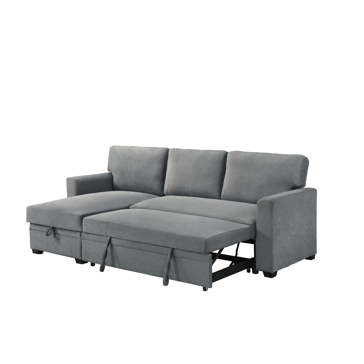 2-Piece Grey Sectional Sofa with Pull-Out Sleeper & Reversible Storage Chaise - Modern L-Shaped Couch for Small Spaces, Living Room, Apartment, and Home Theater Comfort