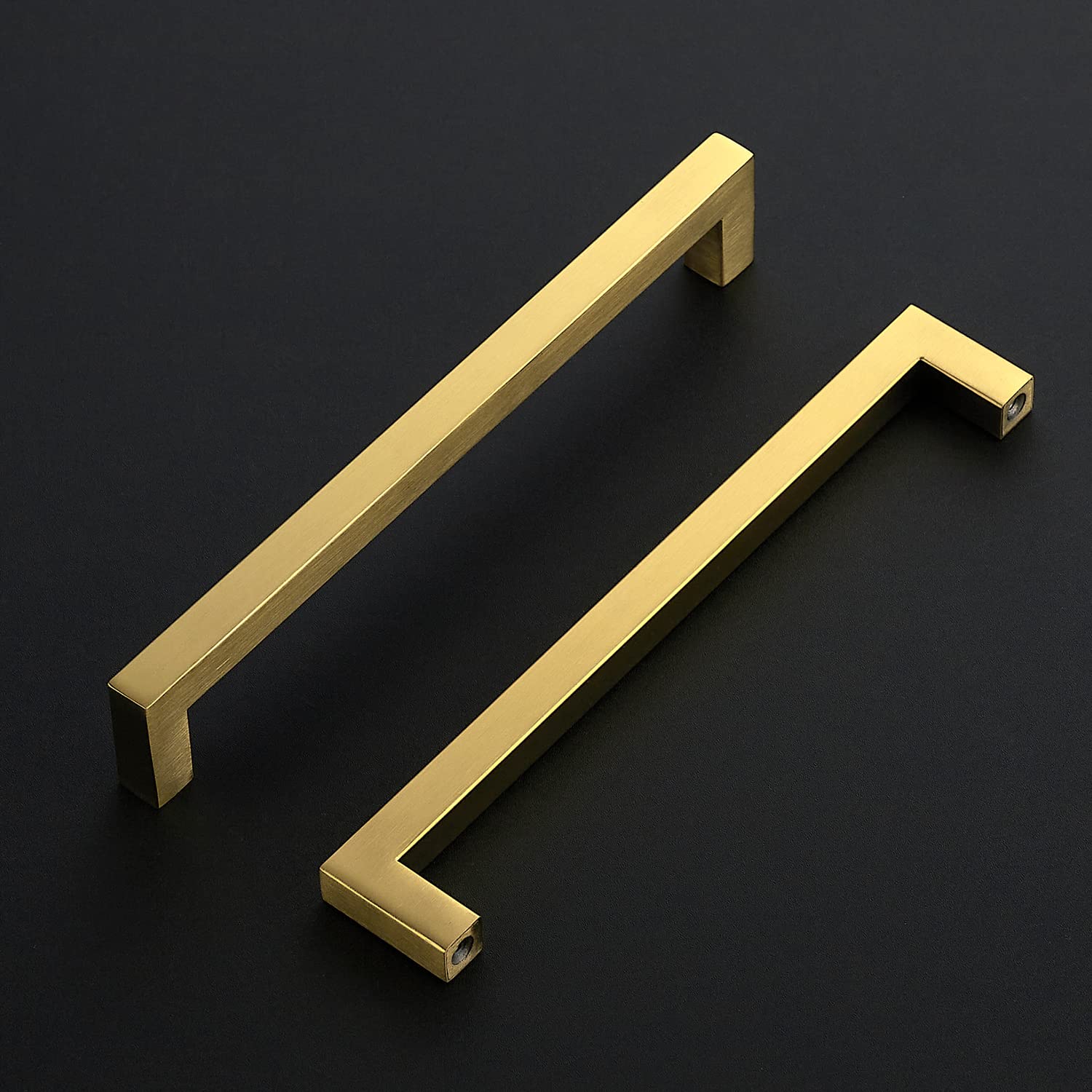 Ravinte 15 Pack 7-1/2 Inch Square Cabinet Pulls - Brushed Brass Kitchen Cabinet Handles & Gold Drawer Pulls - Includes Screwdriver - Perfect for Modern Kitchens, Bathrooms & Furniture Upgrades
