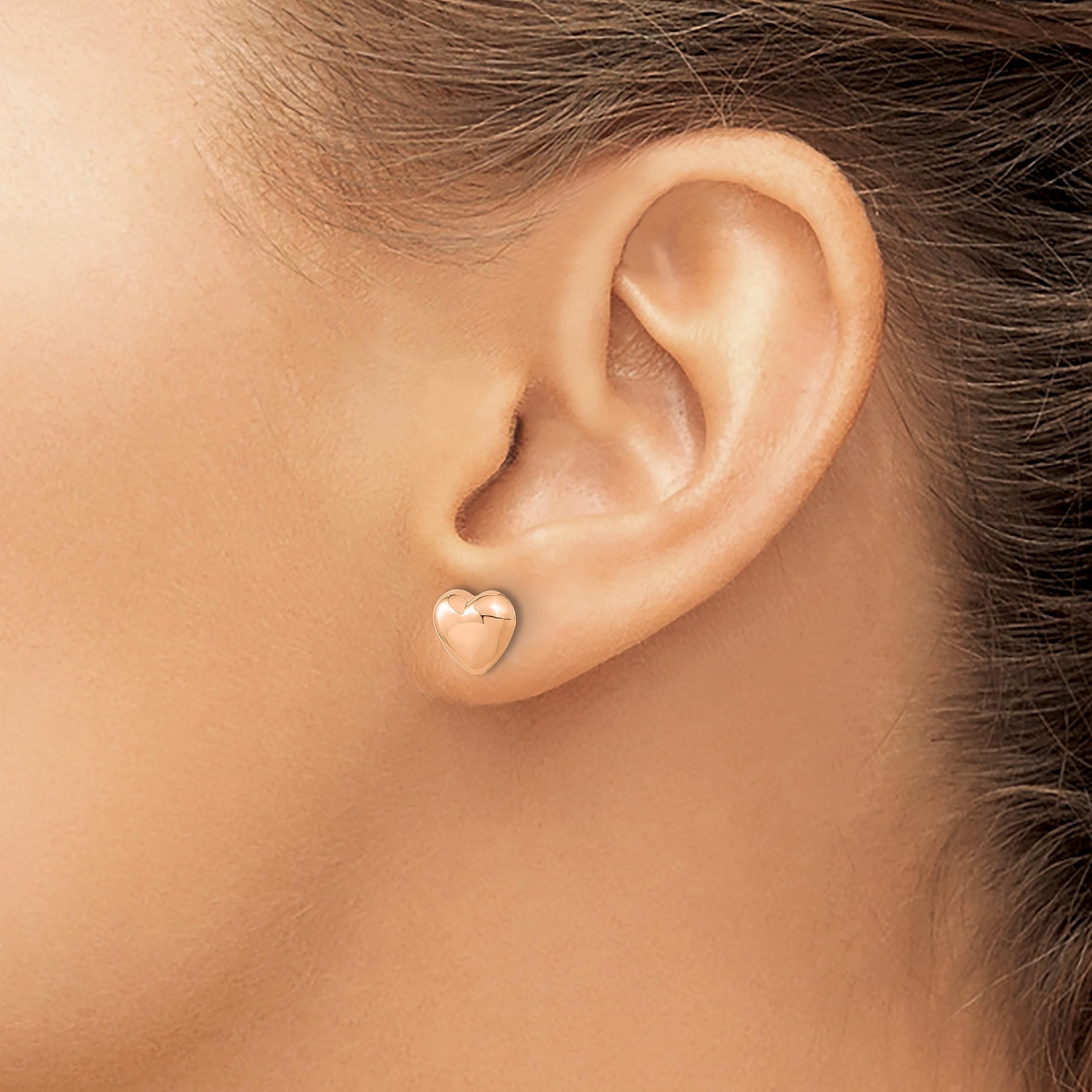 14K Rose Gold Heart Stud Earrings for Women - 7.85mm Polished Post Earrings - Perfect for Valentine's Day, Anniversary Gifts & Everyday Elegance