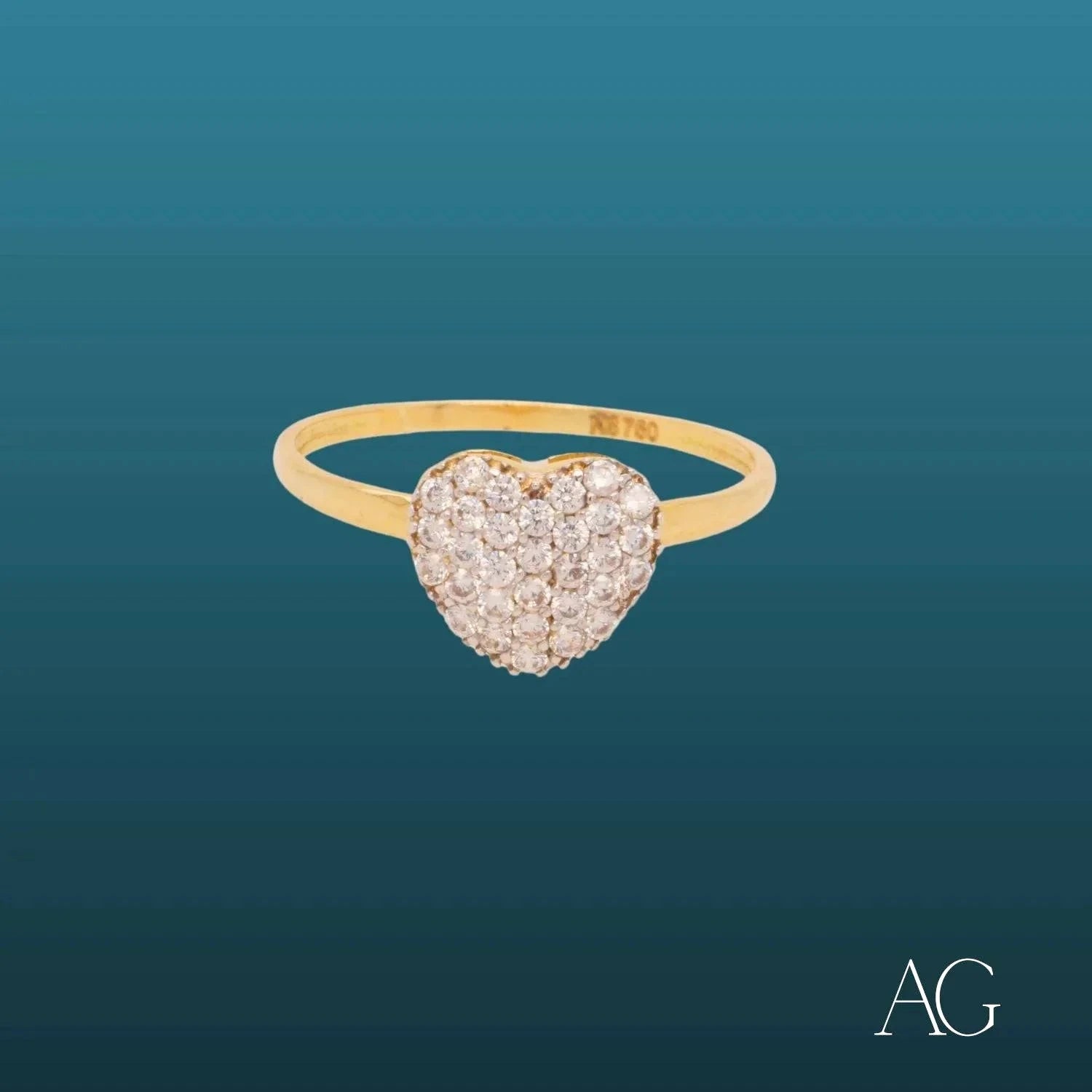 18K Gold Heart CZ Ring for Women - Elegant Cubic Zirconia Engagement & Wedding Band - Perfect for Valentine's Day, Anniversary & Romantic Gifts