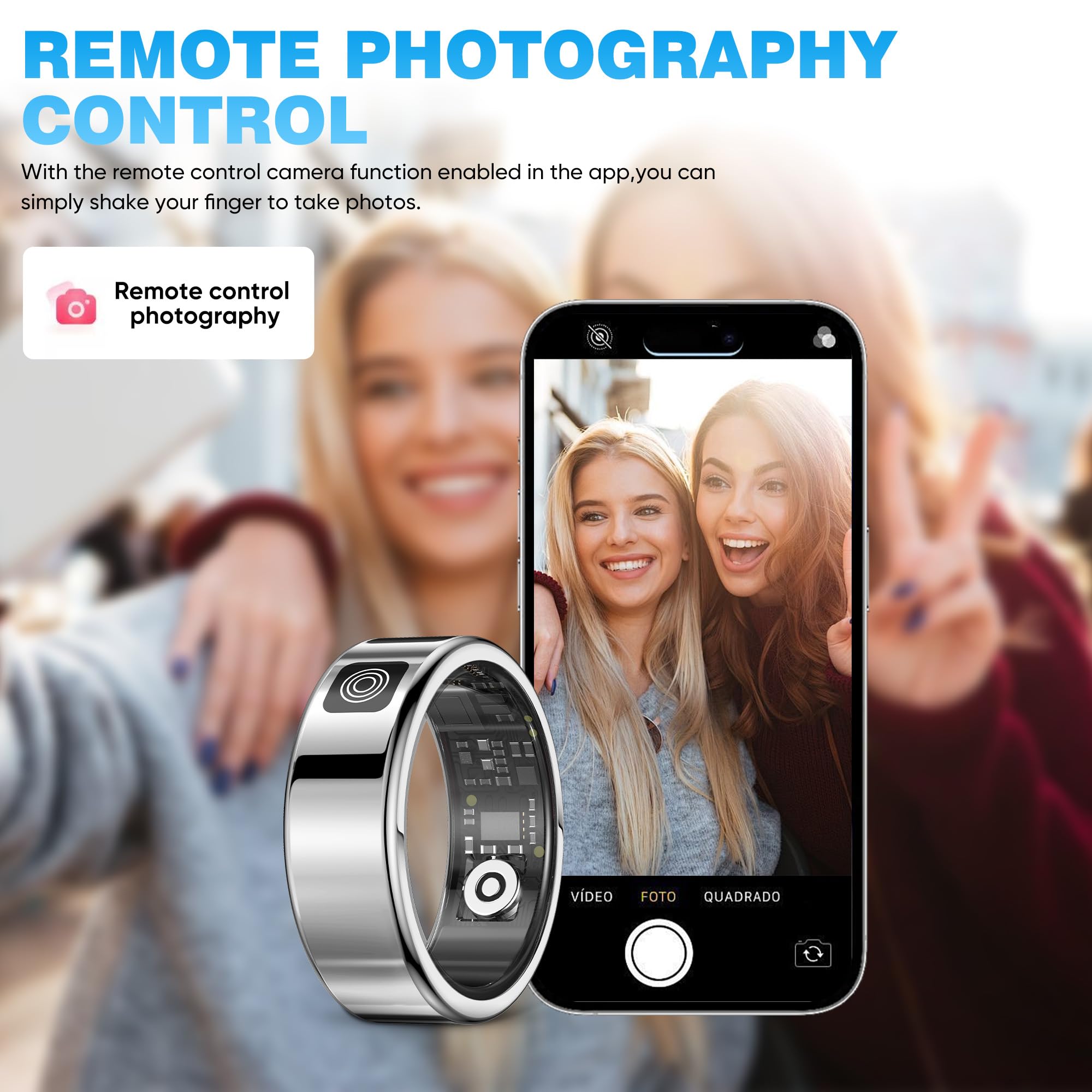 Smart Ring with LED Display - Track Activity, Sleep & Steps - Bluetooth Connected - IP68 Waterproof Fitness Tracker for iPhone & Android - Perfect for Workouts, Sleep Monitoring & Daily Health Tracking (Silver Size 10)
