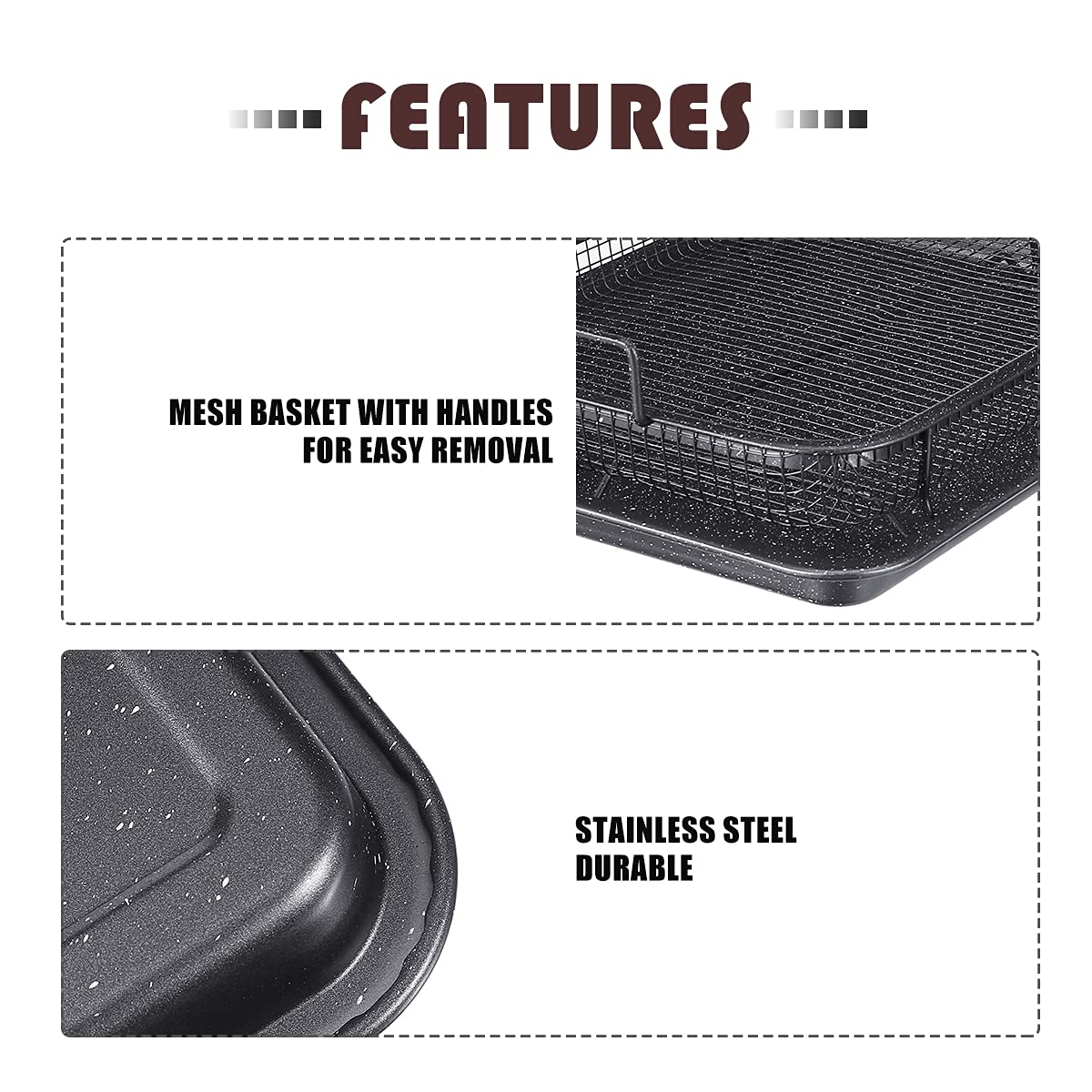 Nonstick Oven Crisper Tray & Air Fryer Basket Set - 3-Piece Baking Sheet for French Fries, Frozen Foods & Healthy Cooking | Perfect for Air Fryers, Ovens & Oil-Free Meal Prep