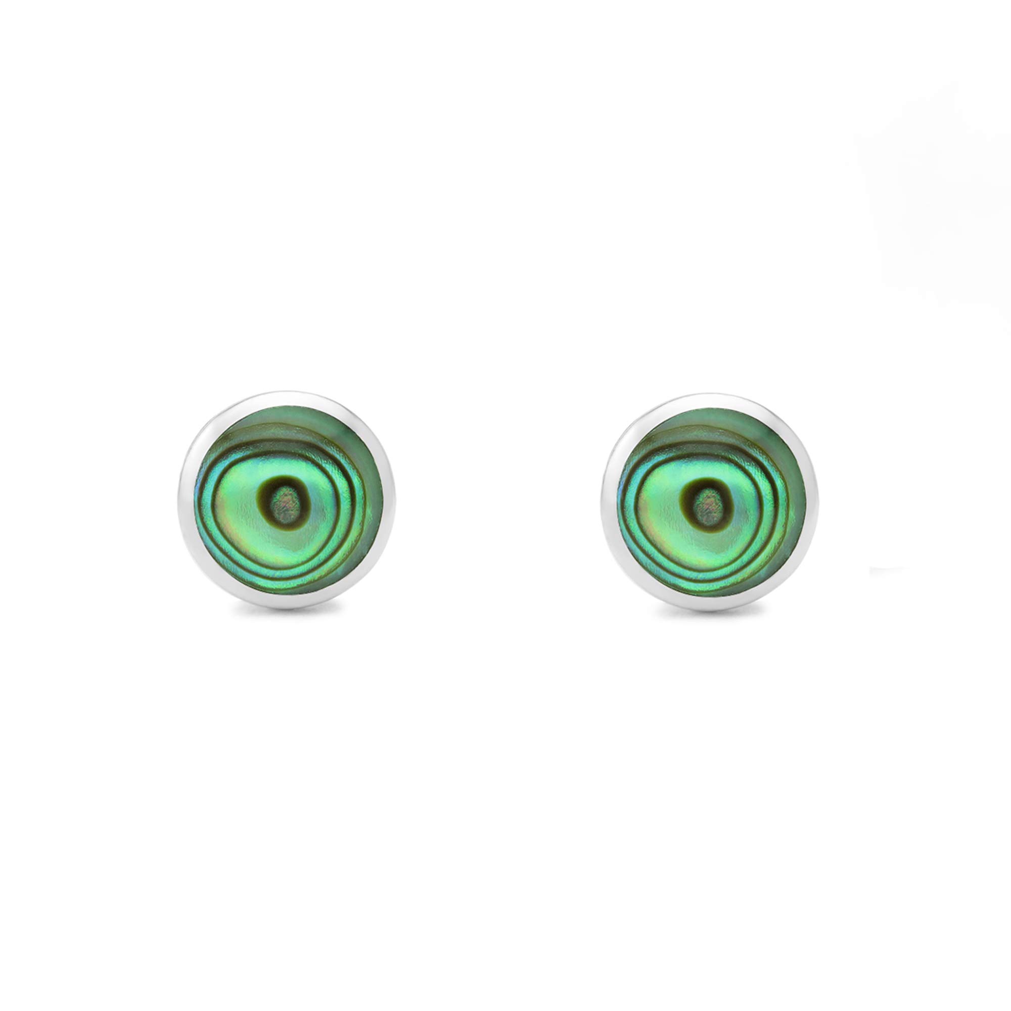 Boma Jewelry Sterling Silver Inlay Circle Stud Earrings for Women - Dainty Boho Hoop Earrings for Everyday Wear, Gift Giving & Special Occasions