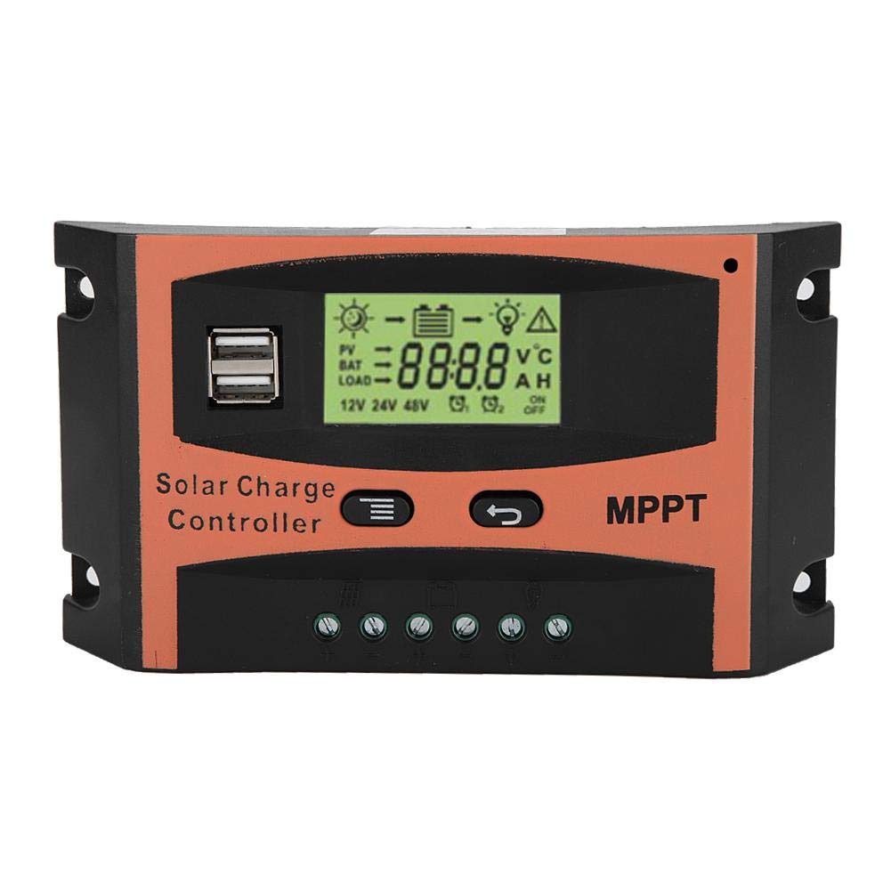 60A MPPT Solar Charge Controller 12V/24V with LCD Display - Auto Battery Regulator for RV, Boat, Off-Grid Solar Power System