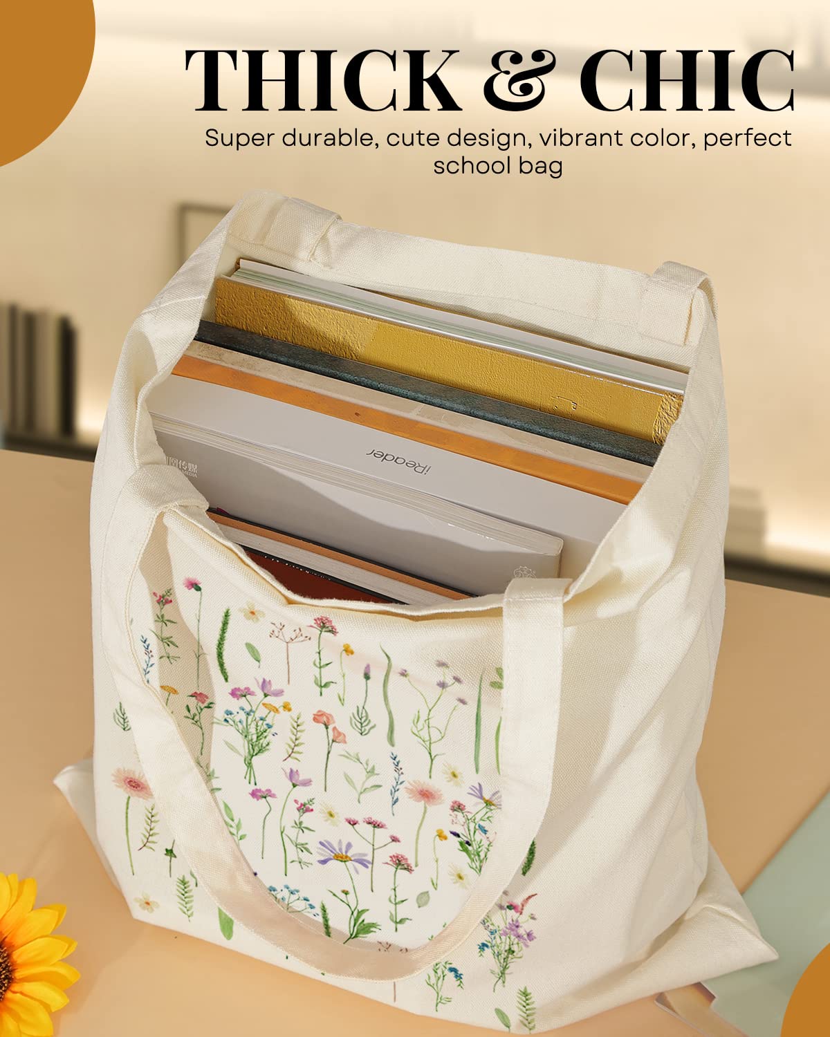 Stylish Aesthetic Canvas Tote Bag for Women - Reusable Cotton Shopping Bag for Beach, Grocery & Daily Use - Trendy Eco-Friendly Shoulder Bag for Work, Travel & Casual Outings