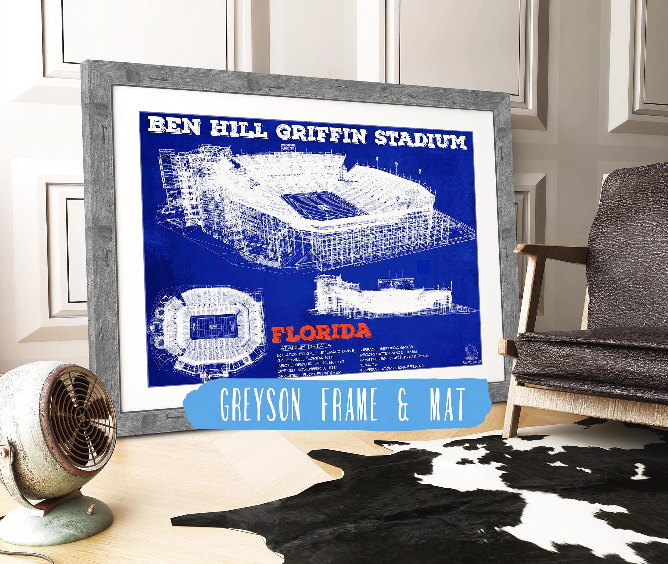 University of Florida Gators Vintage Stadium Art Print - Cutler West Ben Hill Griffin Stadium Wall Decor - 20