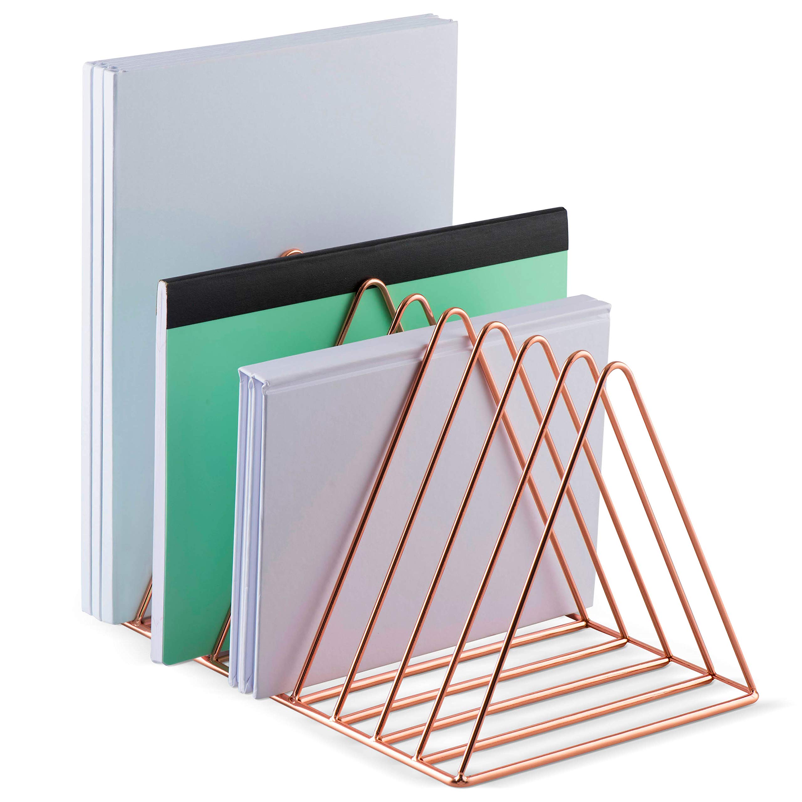 Mindspace Rose Gold Wire Magazine Holder - Desk Organizer for Mail, Papers & Office Supplies | Stylish Desktop Accessory for Home & Office Organization | Perfect for Workstations, Study Desks & Office Decor