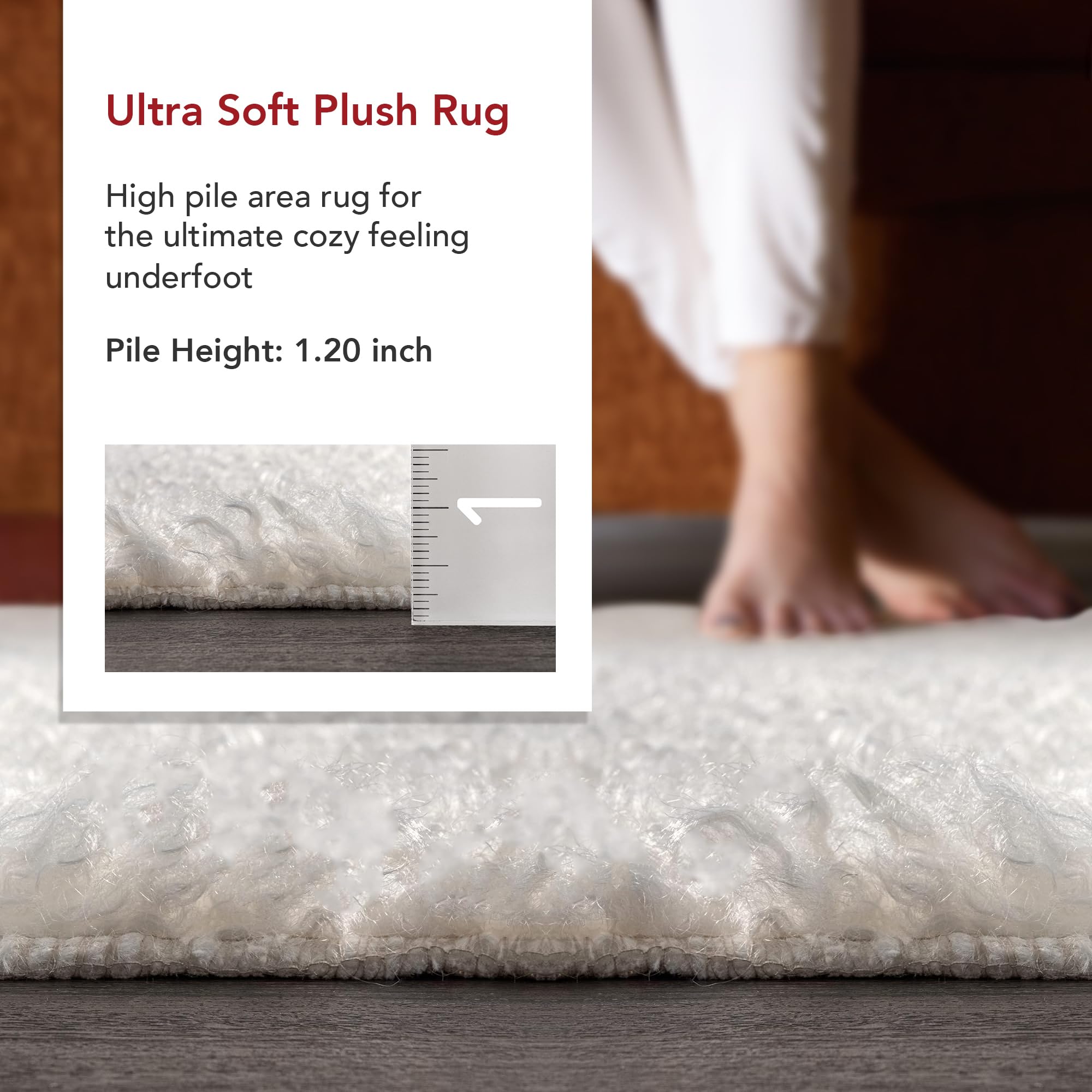 nuLOOM Marlow Machine Washable Soft Shaggy Faux Sheepskin Area Rug, 6x9 Feet, White - Plush Living Room Rug for Cozy Bedroom & Nursery Decor