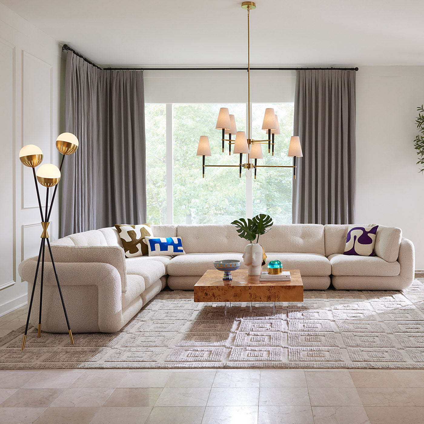 Pompidou 160 Modular Six Piece Sectional Sofa Set - Modern L-Shaped Living Room Couch for Home Theater & Family Gatherings