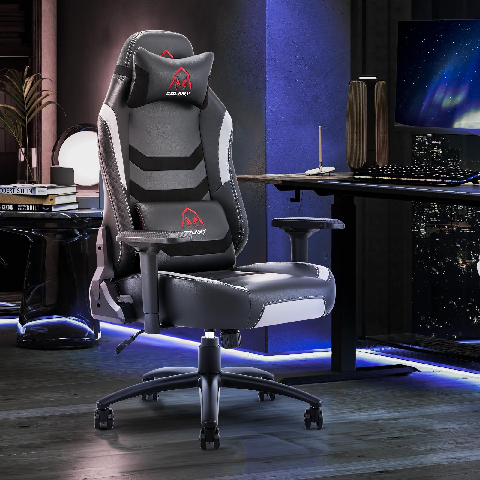 COLAMY Big and Tall Gaming Chair 400lbs - Ergonomic High Back Office Chair with Wide Seat for Adults, Heavy Duty Computer Gamer Chair - Perfect for Home Office, Gaming Setup, and Workspace (Black/Grey)