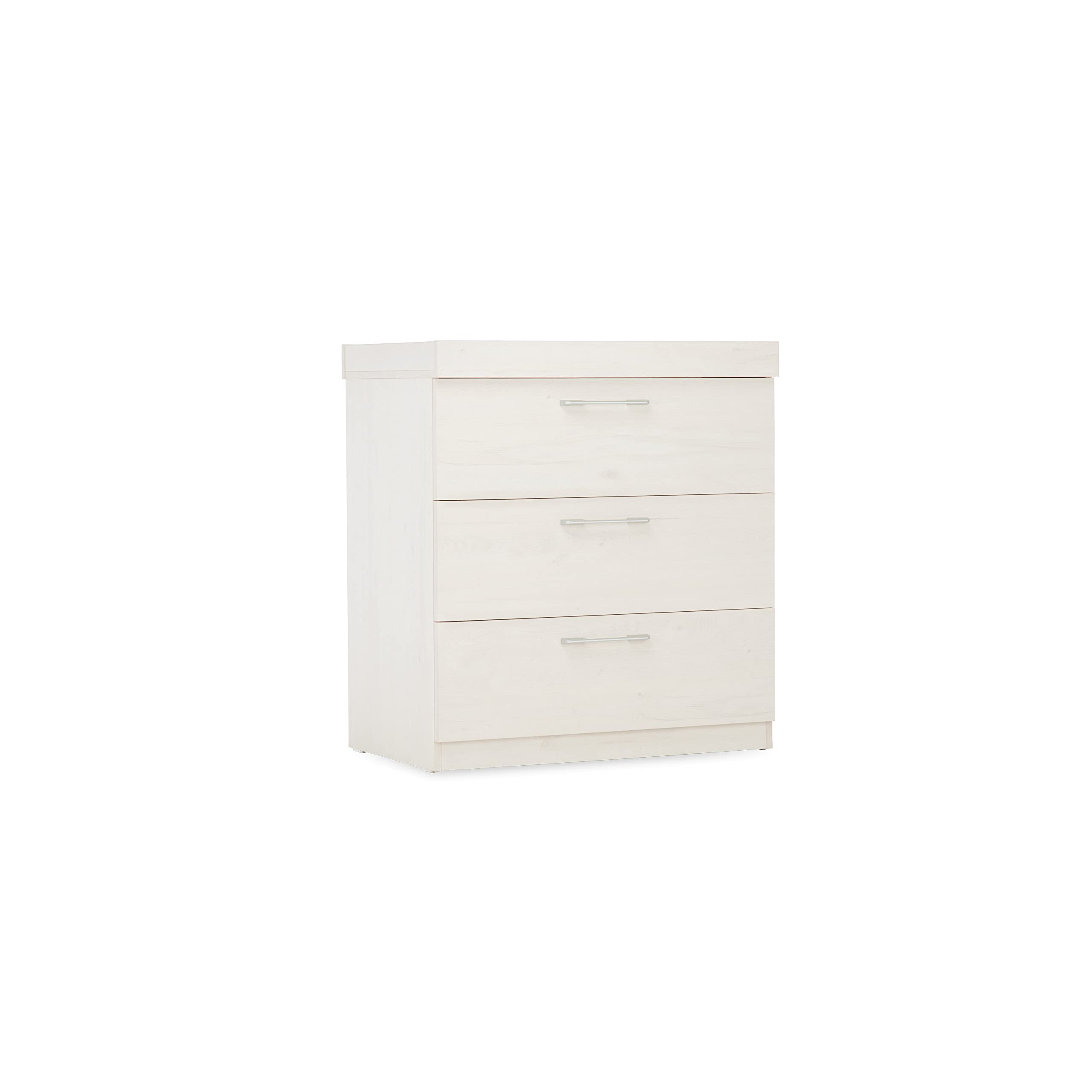 Freya Baby Changing Table with 3 Drawers - 2-in-1 Nursery Dresser & Diaper Changing Station - White Changing Table with Silver Handles - Perfect for Baby Rooms & Nursery Organization - Space-Saving Baby Changing Dresser for Newborn Essentials Storage