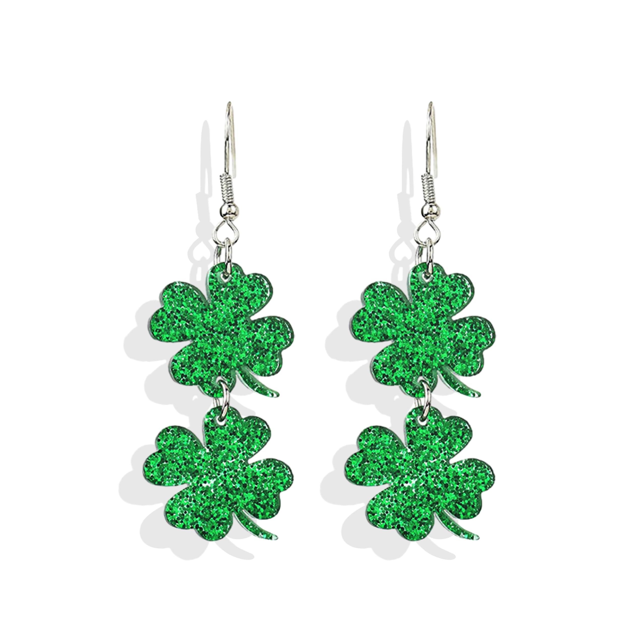 **Lucky Green Shamrock Earrings for Women - Irish Four Leaf Clover Dangle Earrings - St. Patrick's Day Accessories for Outfits & Shirts**    *Perfect for St. Patrick's Day Parties, Irish-Themed Events, and Festive Holiday Outfits!*