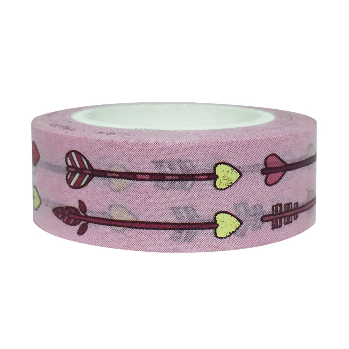 Wrapables Colorful Washi Masking Tape - Cupid's Arrows Design for Scrapbooking, Journaling, Gift Wrapping & DIY Crafts | Decorative Adhesive Tape for Home, Office & School Projects