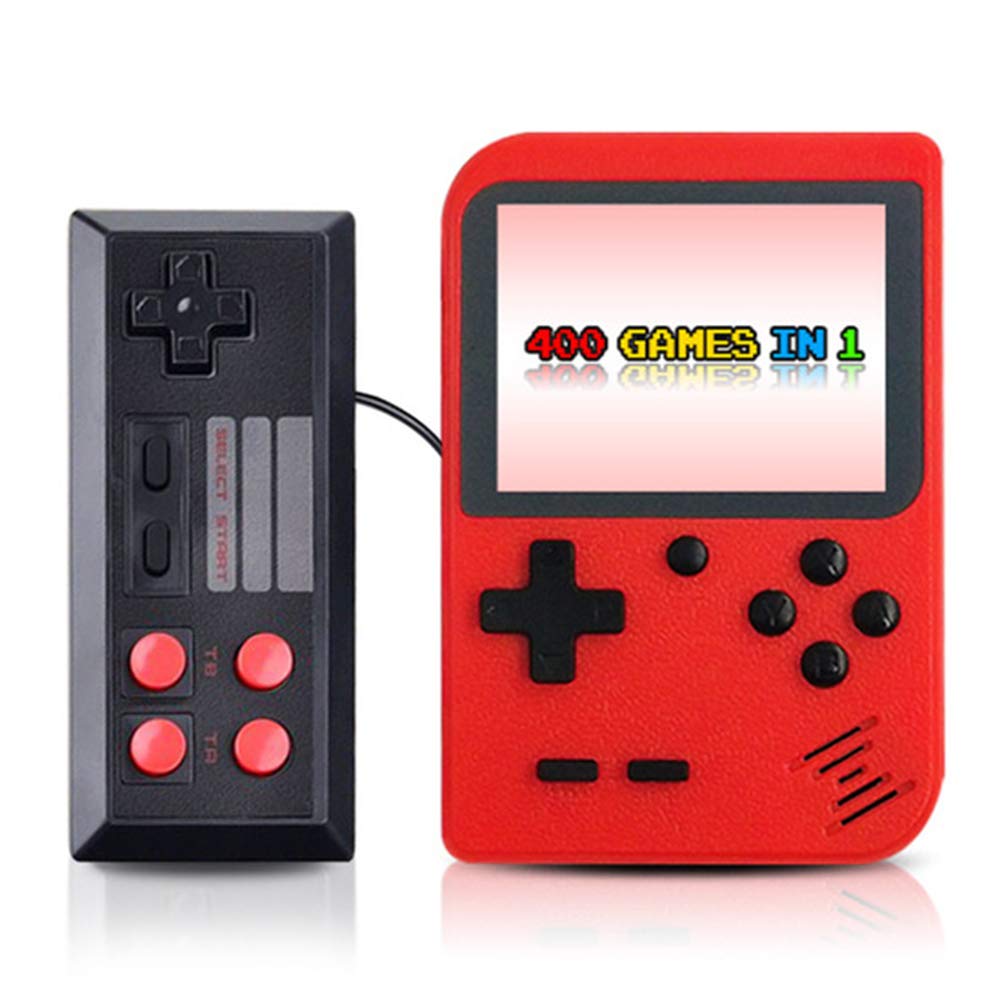 HJKPM Retro Handheld Game Console - 2.8 Inch Color Screen Portable Gaming Device with 400 Classic FC Games & 800mAh Rechargeable Battery (Red) | Perfect for Travel, Commuting, and Nostalgic Gaming Fun