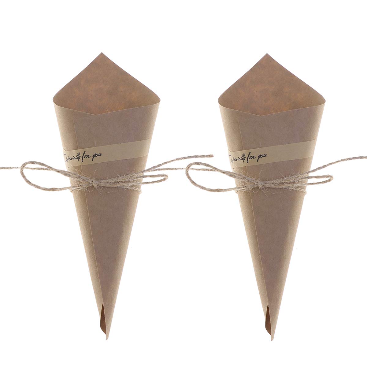 Amosfun Vintage Flower Cones Wrapping Paper - 50pcs Kraft Paper Wedding Bouquet Wrapping, Confetti Cone (Original Yellow) - Perfect for Wedding Decor, Bridal Shower, Floral Arrangements & Gift Packaging