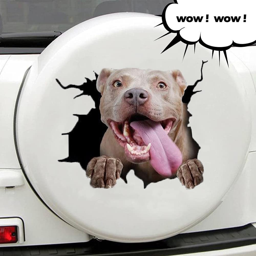3D Pitbull Dog Car Decal Sticker - Waterproof Vinyl Decals for Car Windows, Bumpers, Laptops, Fridges & Home Decor - Funny Pet Lover Gifts for Truck, SUV, Toilet & Office Use