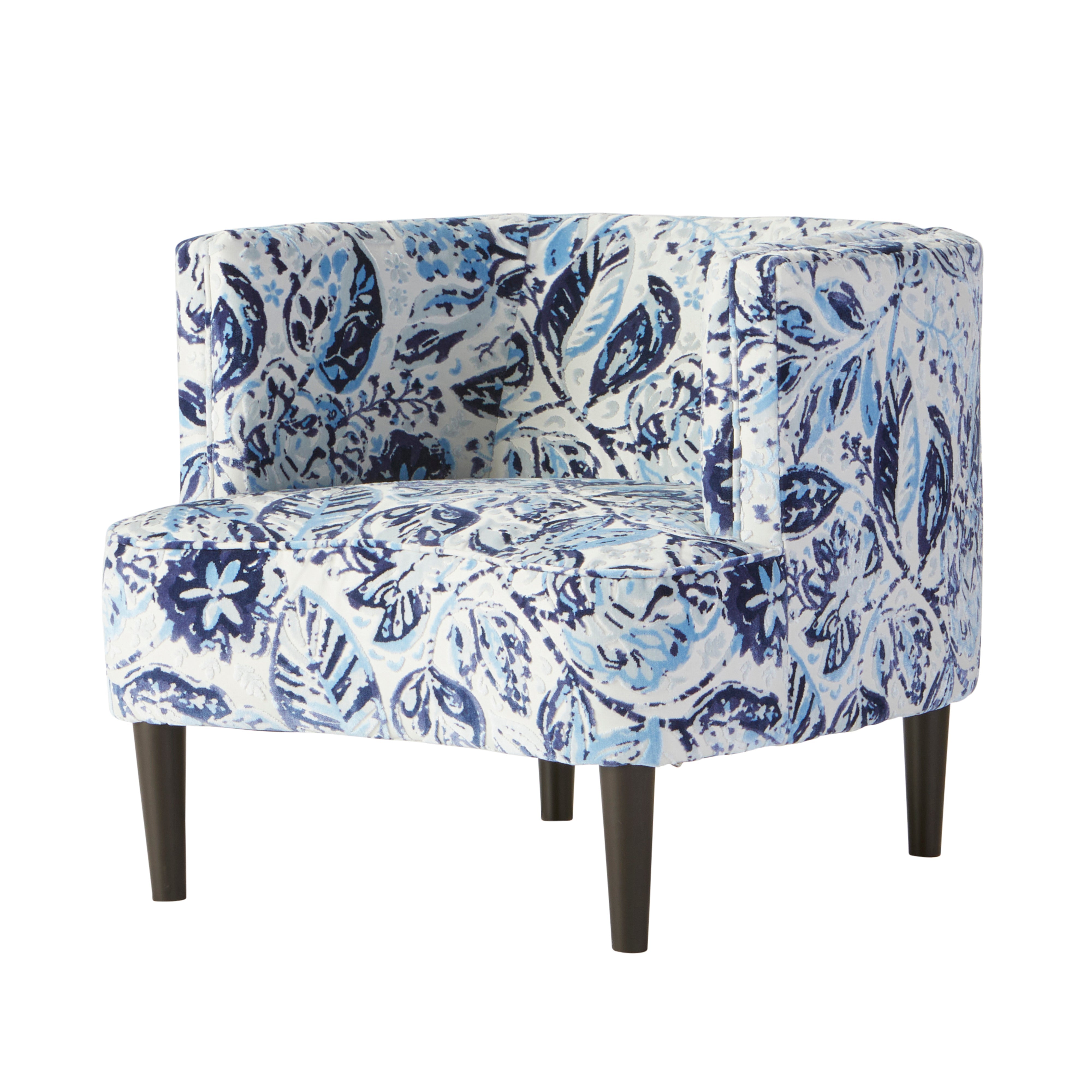 Roundhill Furniture Isla Chenille Oversized Barrel Accent Chair with Arms - Plush Living Room Seating in Lyanna Indigo | Perfect for Cozy Reading Nooks, Lounge Areas & Home Theater Seating